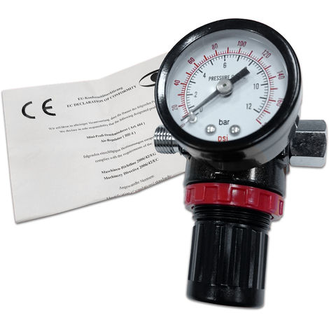 1/4" Druckluft-Filter Mini Manometer Druckminderer Luftregler für Lackierpistole 