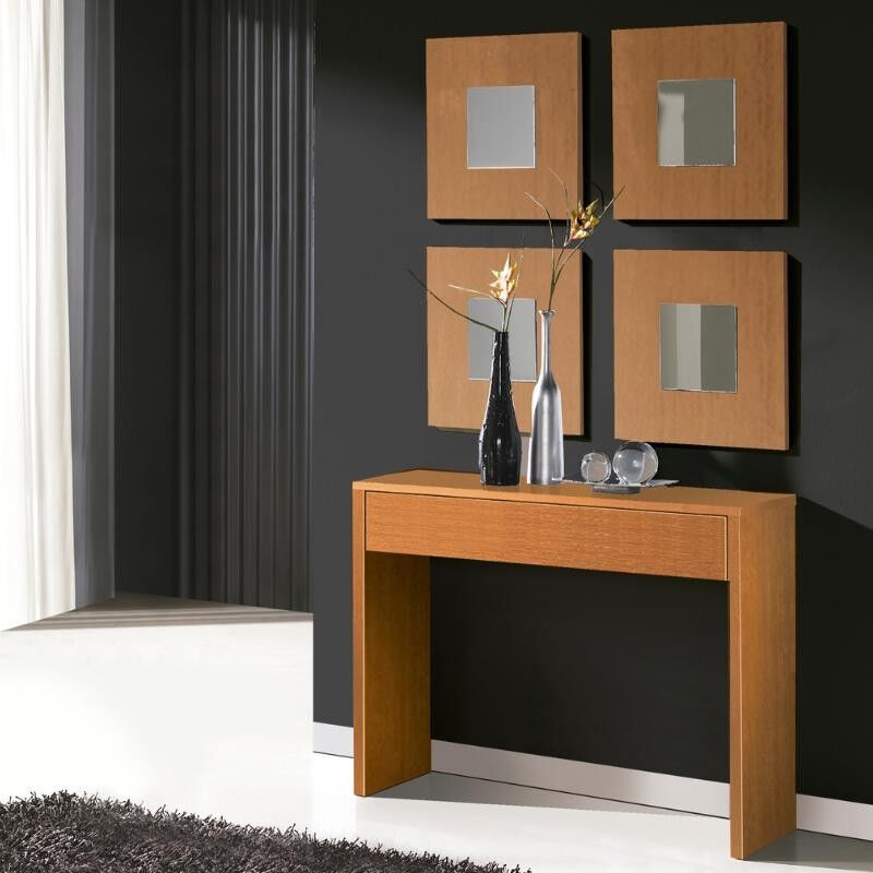 Mueble De Entrada Recibidor con 2 Espejos color Cerezo 70CM