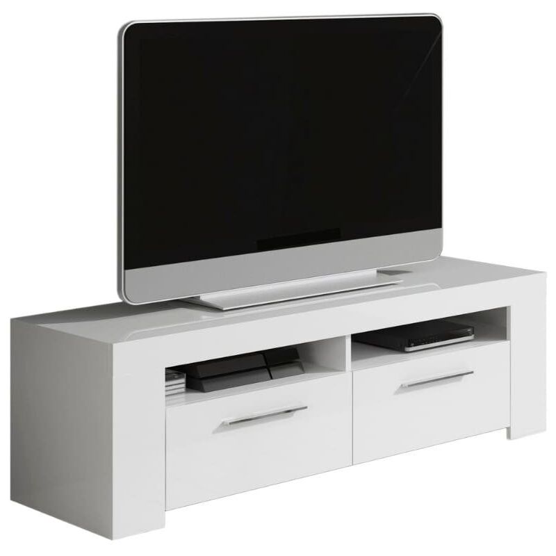 Mueble televisor salón comedor estilo moderno color blanco 2 puertas 120x40x42 cm