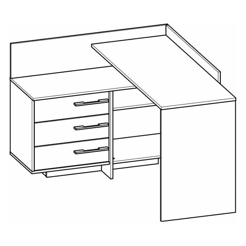 Escritorio modular con almacenaje - 4 posiciones de montaje posibles,  blanco artik-cemento
