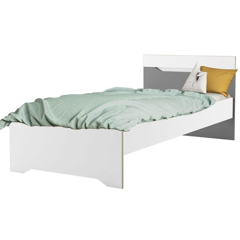 Cama Juvenil Genius color blanco y gris dormitorios originales muebles infantiles 90x190200 cm habitación moderno