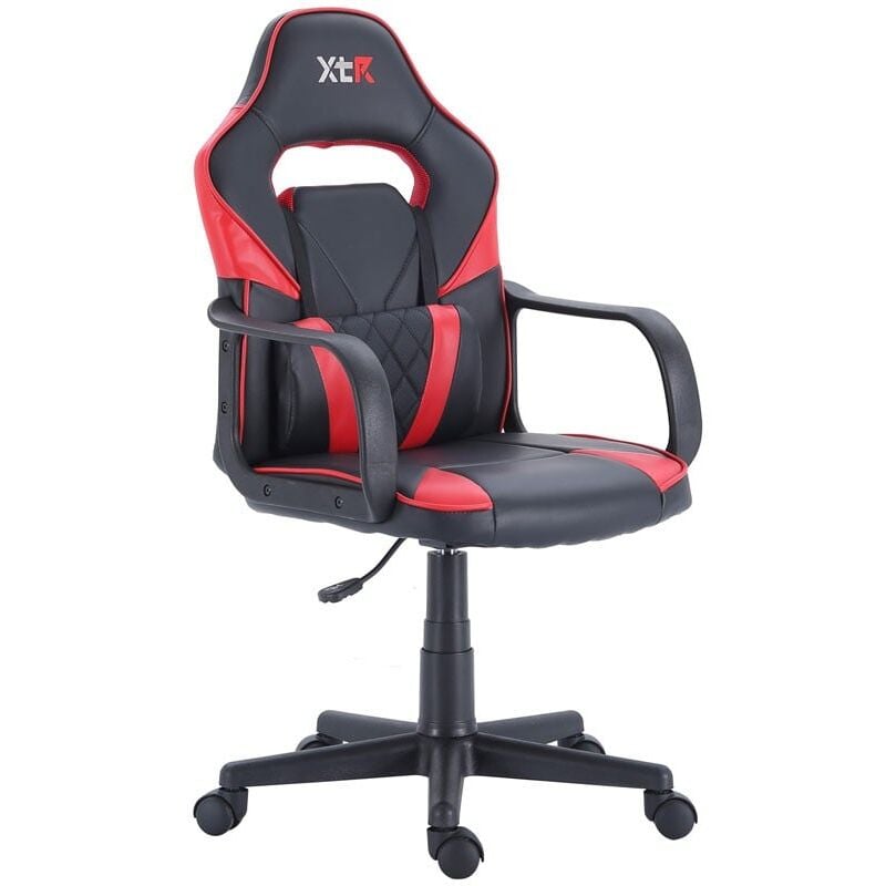 Silla gaming XTR X10 setup gamer altura regulable cojín lumbar deportiva 101-109x60x57 cm COLOR NEGRO Y ROJO