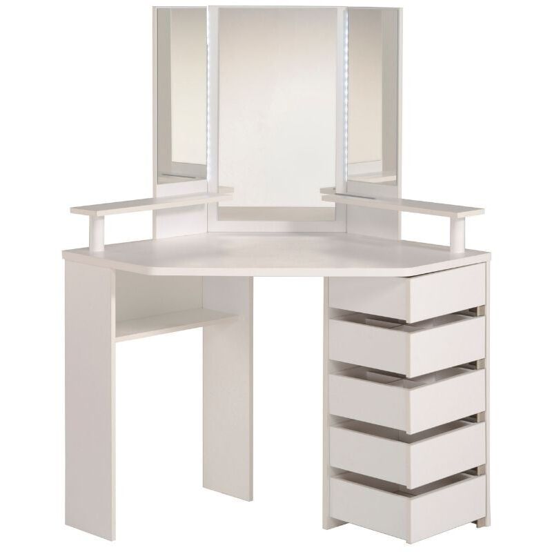 Mueble Tocador California Con Espejo Y Led Color Roble Y Blanco 5 Cajones  Giratorios Dormitorio Vestidor 142x114x61 Cm con Ofertas en Carrefour