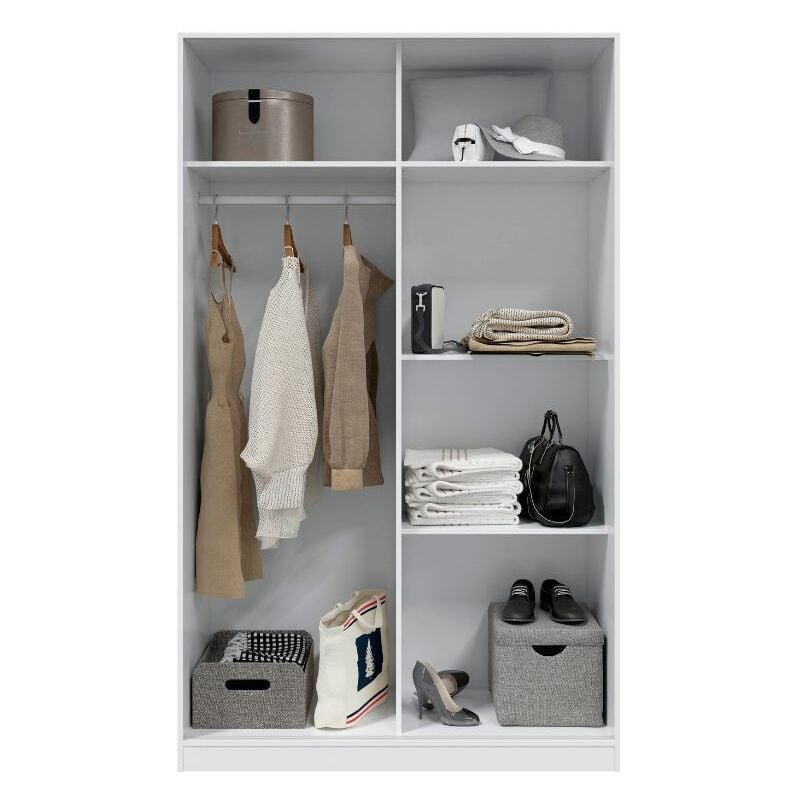 Armario puertas correderas Tekkan Blanco Artik (Blanco Mate) - Gris Cemento  150 x 200 x 60 cm