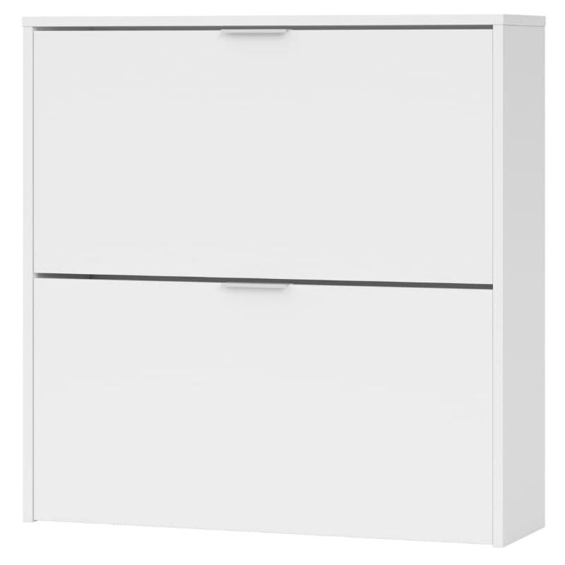 Zapatero 2 Puertas Abatibles Color Blanco Mate Dormitorio Pasillo Estilo Moderno Mueble 76x75x22 cm