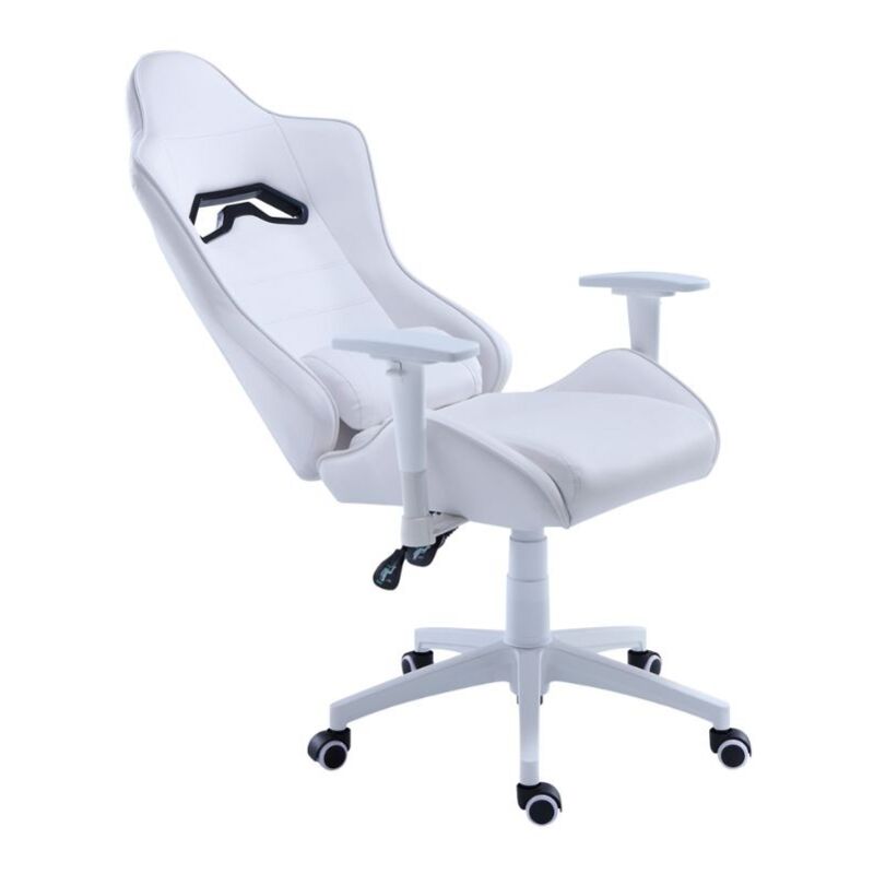 Silla gaming de oficina reclinable en ecopiel con reposapiés Azul y Negro  64x53x h123 - 133 cm