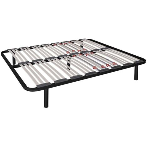 Somier multiláminas con REGULADORES LUMBARES, FIRMEZA Adaptable, Tubo 40x30MM y LÁMINAS de Haya Natural Antideslizantes (Con Patas) 105x190 cm
