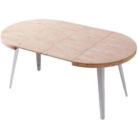 Mesa Salón Comedor Redonda Extensible Bali Color Roble Nordish y Blanco 76x100-180x100 cm
