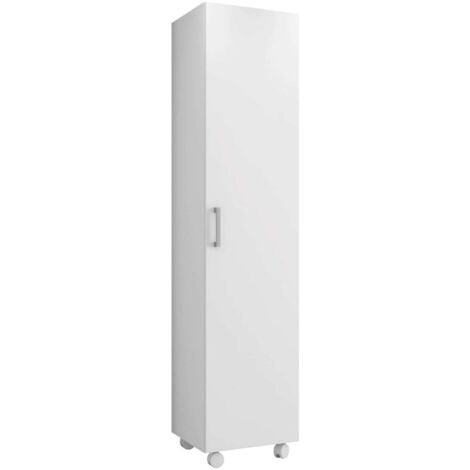 Armario Alto Multiusos Auxiliar con Ruedas 1p Color Blanco 42x183 cm