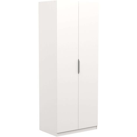 Armario Alto con 2 Puertas Abatibles Ghost color Blanco Mate 203x79 cm - Dormitorio Ordenado