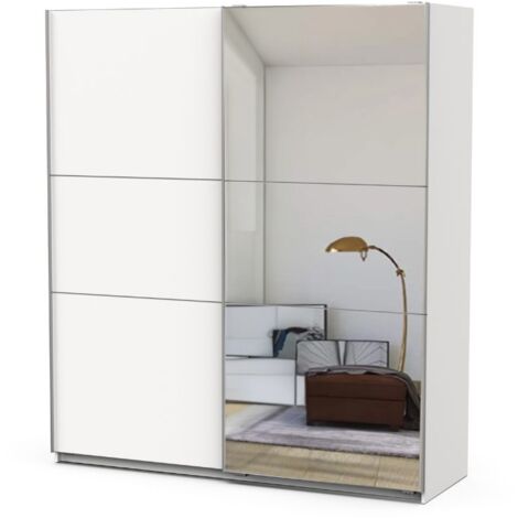 Armario con Espejo Ghost Alto Dormitorio Moderno Color Blanco Mate 203x178 cm (1/4)