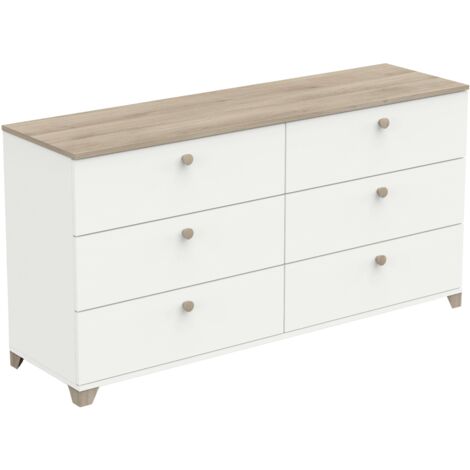 Cómoda Izzy Blanco Mate y Roble Kronberg 150x77Cm Dormitorio Estilo Nórdico