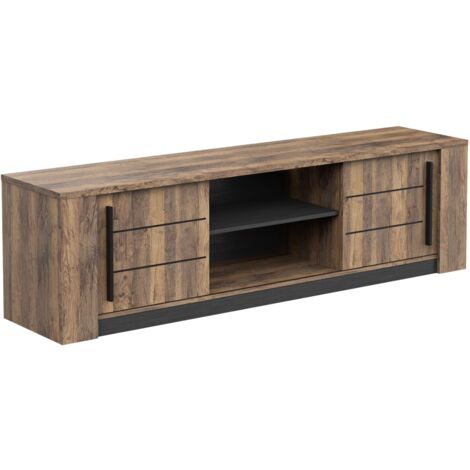 Mueble Tv Salón Mónaco Puertas Correderas Roble Saloon y Negro Estructurado 185 cm (1/5)