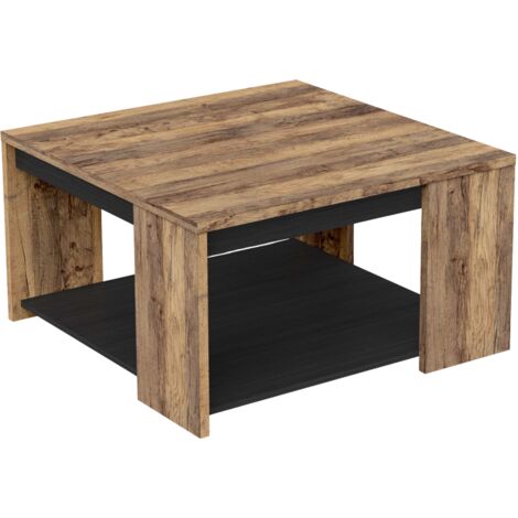 Mesa De Centro Mónaco Roble Saloon Y Negro Estructurado 42x80 cm (1/5)