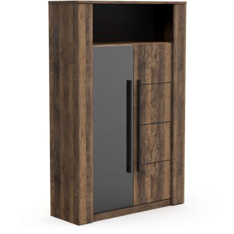 Vitrina Salón Mónaco en color Roble Saloon y Negro 114x176x40 cm (1/5)
