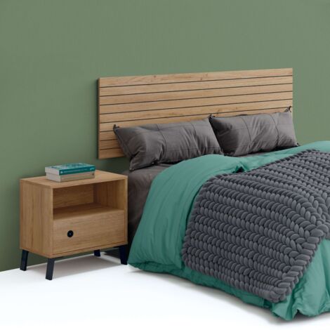 Pack Cabecero de Cama con Mesita Camila Color Roble Gold y Negro Mate 160 cm (1/5)