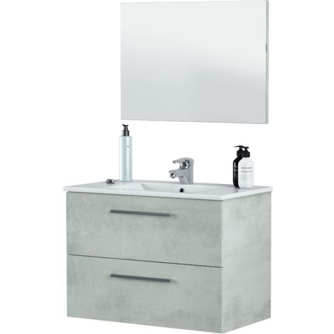 ONDEE - Mueble de baño de la colección ARUBA - Entregado en kit - Ancho 80cm - Cemento melamina