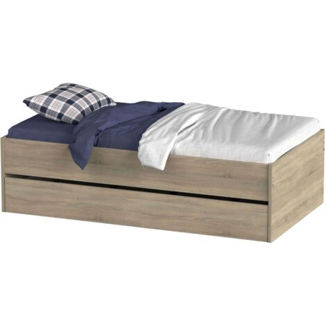 Cama Nido 105x190 cm, Cama Nido Grande, Cama Doble Juvenil Doble Terai Roble Cambrian