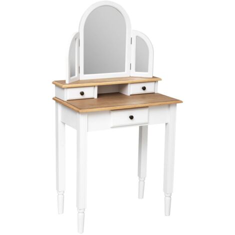 Tocador De Dormitorio Solen 3 Espejos 3C Blanco y Roble 67 cm (1/5)