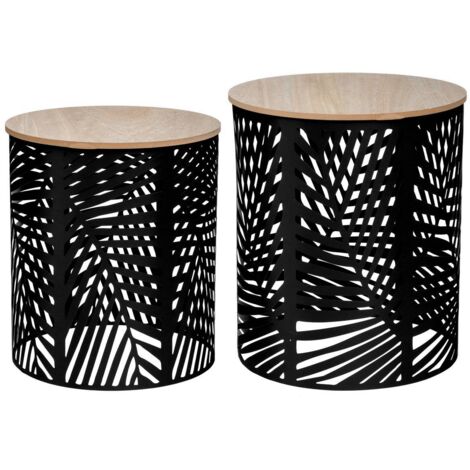 Juego de 2 mesas de centro 'Feuilles' negro - Atmosphera créateur d'intérieur (1/9)