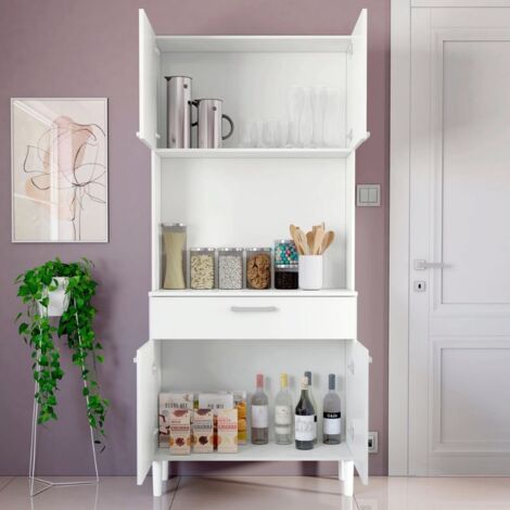 Armario Cocina Aparador 4 Puertas 1C Blanco 80x180 CM