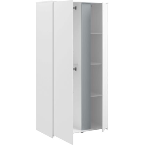 Armario Juvenil Germain 2 Puertas, 90cm en Blanco Mate y Gris, Melamina Moderno y Funcional