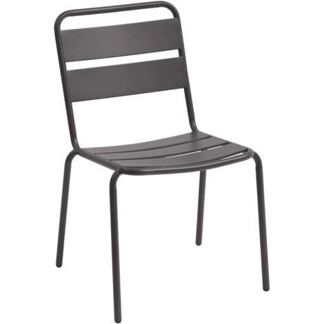 Pack 4 Sillas Exterior 52cm Phuket Muebles de Jardín Terraza Estilo Contemporáneo Color Gris Grafito (1/5)