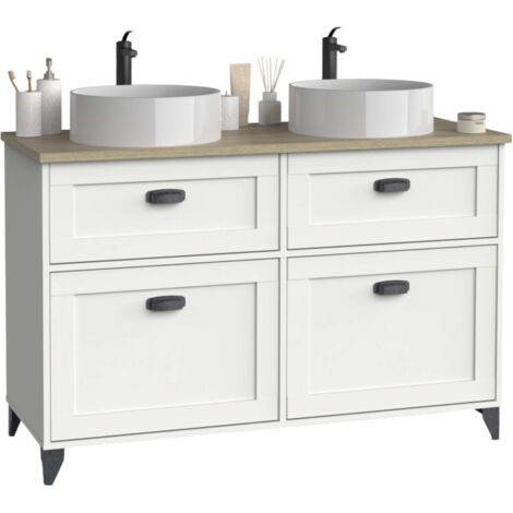 MUEBLES PITARCH Mueble de Lavabo Toscana 120 Blanco/Roble Cambrian - ref: 810017-MU