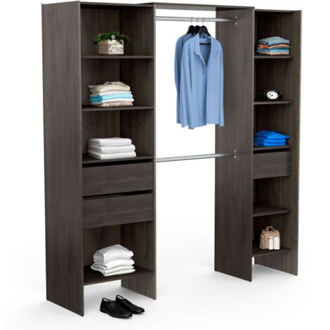 Miami Vestidor Extensible 155-192 cm Roble Waterford en Melamina, Versátil y Adaptable para Organización de Ropa