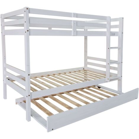 Litera Juvenil Elephant Con Cama Nido Blanco Abierto Madera de Pino Estilo Contemporáneo 199x154x104 cm