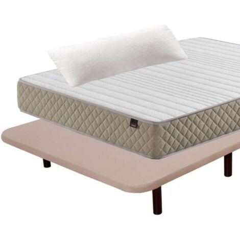 Pack Ahorro Deluxe Descanso Completo 150x190 cm (colchón + Base Tapizada + Patas + Almohada)