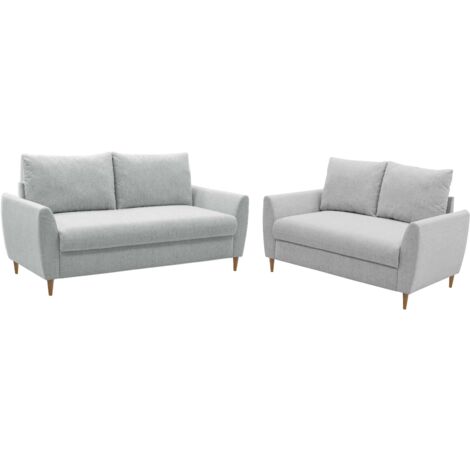 Pack de 2 Sofás para Salón Comedor Mave Estilo Contemporáneo en Color Gris con 1 Sofá de 3 Plazas y 1 Sofá de 2 Plazas (1/5)