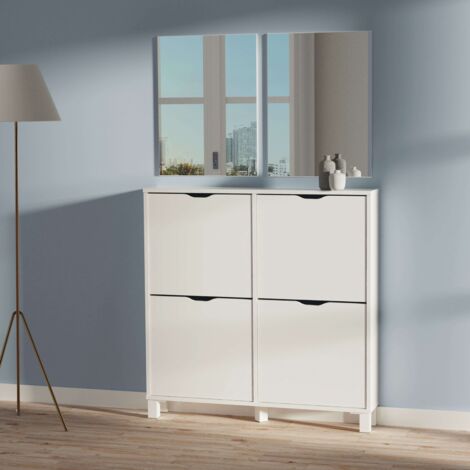 Mueble Zapatero Recibidor Mary Con 2 Espejos Suspendido 97 cm