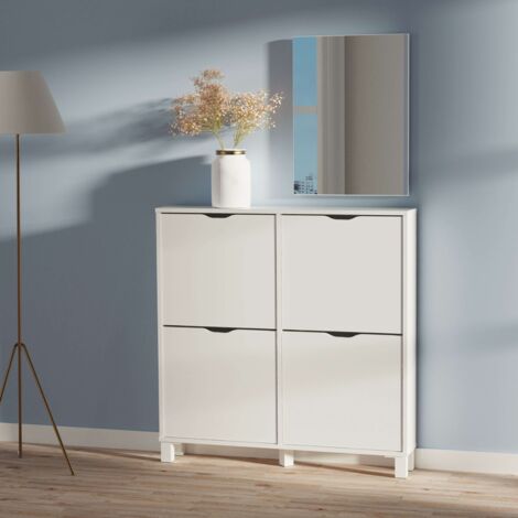Mueble Zapatero Recibidor Mary Con Espejo Suspendido 97 cm