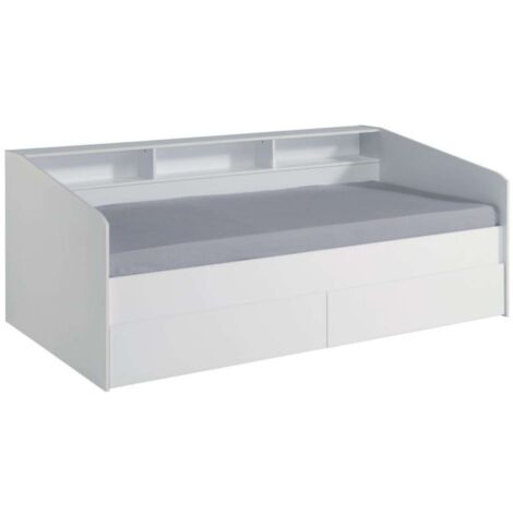 Cama Juvenil Style Color Blanco con cajones y estantes Personalizables habitacion Infantil Moderna 80x203x113cm