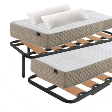 Pack de Descanso Completo Kangu Compuesto por Cama Canguro Completa, 2 Colchones, Juego de Herrajes y 2 Almohadas de Viscoelastica 90x190 cm