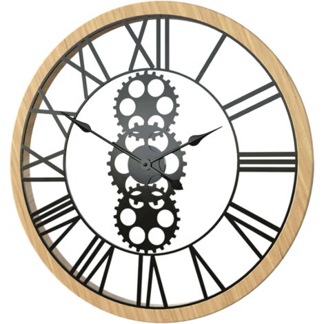 Reloj de Pared para Salón y Comedor Maelo, Diseño Contemporáneo, Color Negro 70 cm, Estilo Moderno