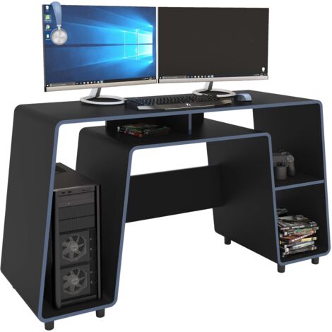 Mesa De Gaming Wisfor Con RGB – 140x60x78cm, Negra, MDF, Para PC, Juvenil/ Adulto