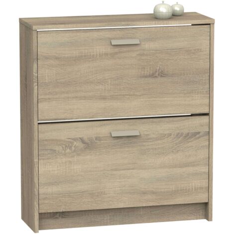 Zapatero 2 puertas Tibet Recibidor con Posibilidad de colgar en Pared Color Roble Cambrian 82x74x25 cm