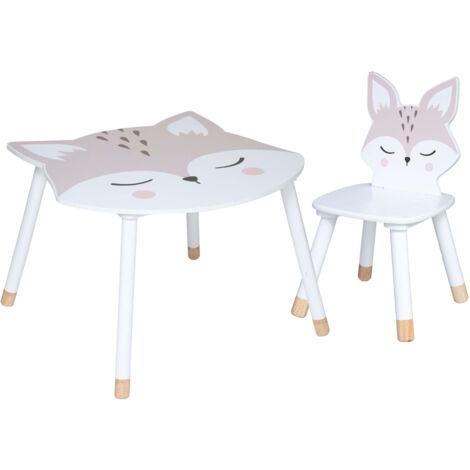 Pack Mesa con Silla Infantil Fox Conjunto Dormitorio Infantil Serigrafía Zorro Color Blanco (1/5)