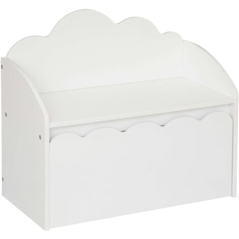 Baúl Banco Infantil con Cajón Almacenaje Interior Nube Douceur Color Blanco 60 cm