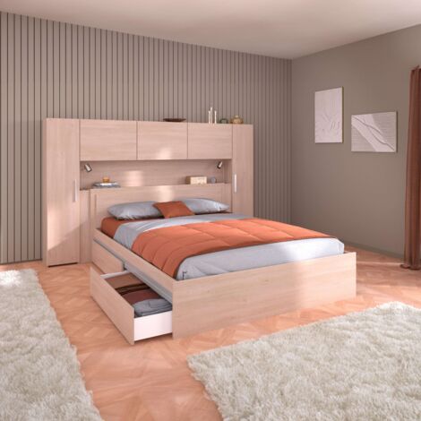Pack Muebles de Dormitorio Matrimonio Estilo Industrial Moderno Baltic Color Roble Brooklyn