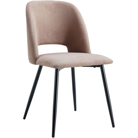 Pack de 2 sillas de Comedor Mos Estilo Moderno en Beige Sillas Tapizadas Patas Metálicas Color Negro 58x86x50 cm