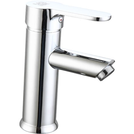 Grifo de Lavabo Ganges para Baño Latón y Manetas Zinc con Set de Fijación Color Cromado