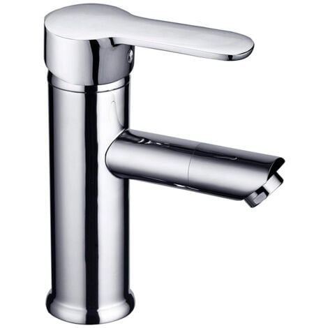 Grifo de Lavabo Ganges para Baño Latón y Manetas Zinc con Set de Fijación Color Cromado