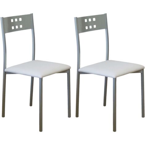 Pack 2 Sillas de Cocina Metal y Blanco Costa, Sillas Comedor Modernas 47x86x41cm