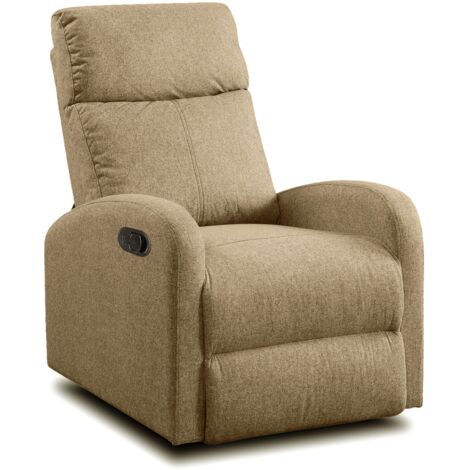 Sillón Reclinable Chill de Sala Estilo Moderno en color Marrón con Mecanismo Automático Tela 55x110x74 cm