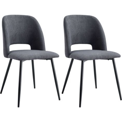 Pack de 2 Sillas de Comedor Mos Estilo Moderno en Color Gris con Respaldo Redondeado y Patas Metálicas Negras 58x86x50 cm (1/5)