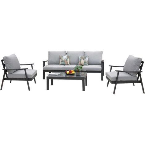 Muebles De Exterior Jardín Terraza Oropesa 4 Piezas Estilo Contemporáneo Color Gris (1/5)