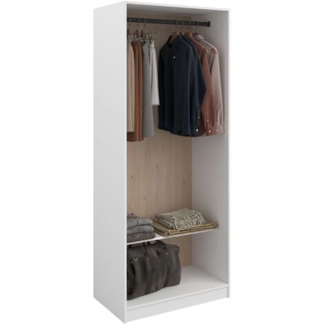 Vestidor Modulix Flexa de Dormitorio en color Blanco Mate y Roble Jackson con 1 Estante y 1 Barra 83x200x50 cm